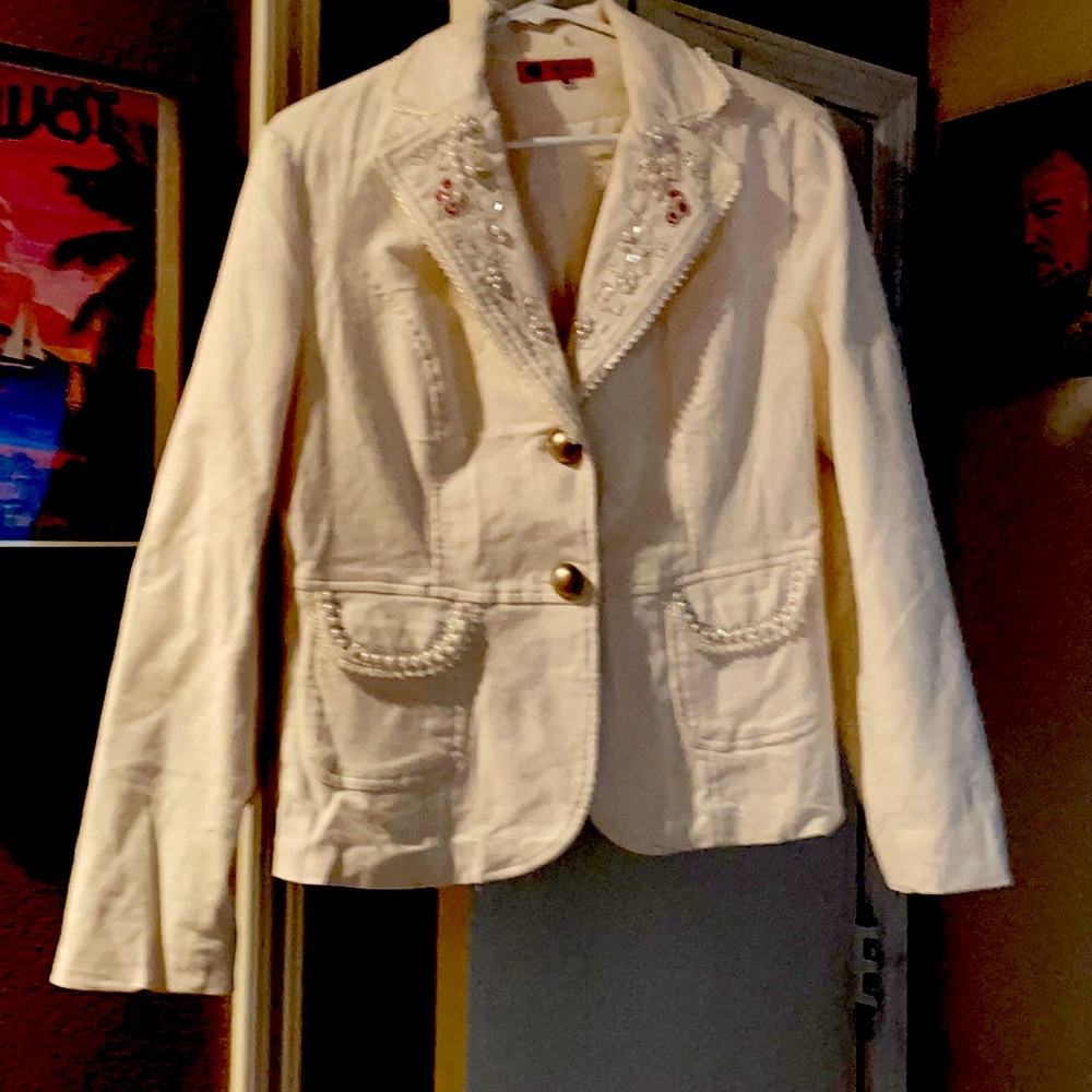 MOA Off White Corduroy embellished jacket. NWOT